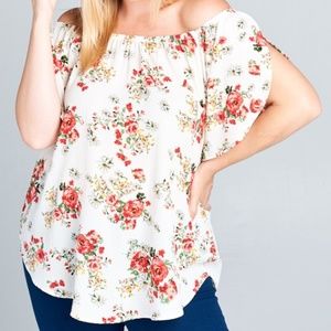 💞 PLUS SIZE Tunic Top Off Shoulder Ruffle Overlap